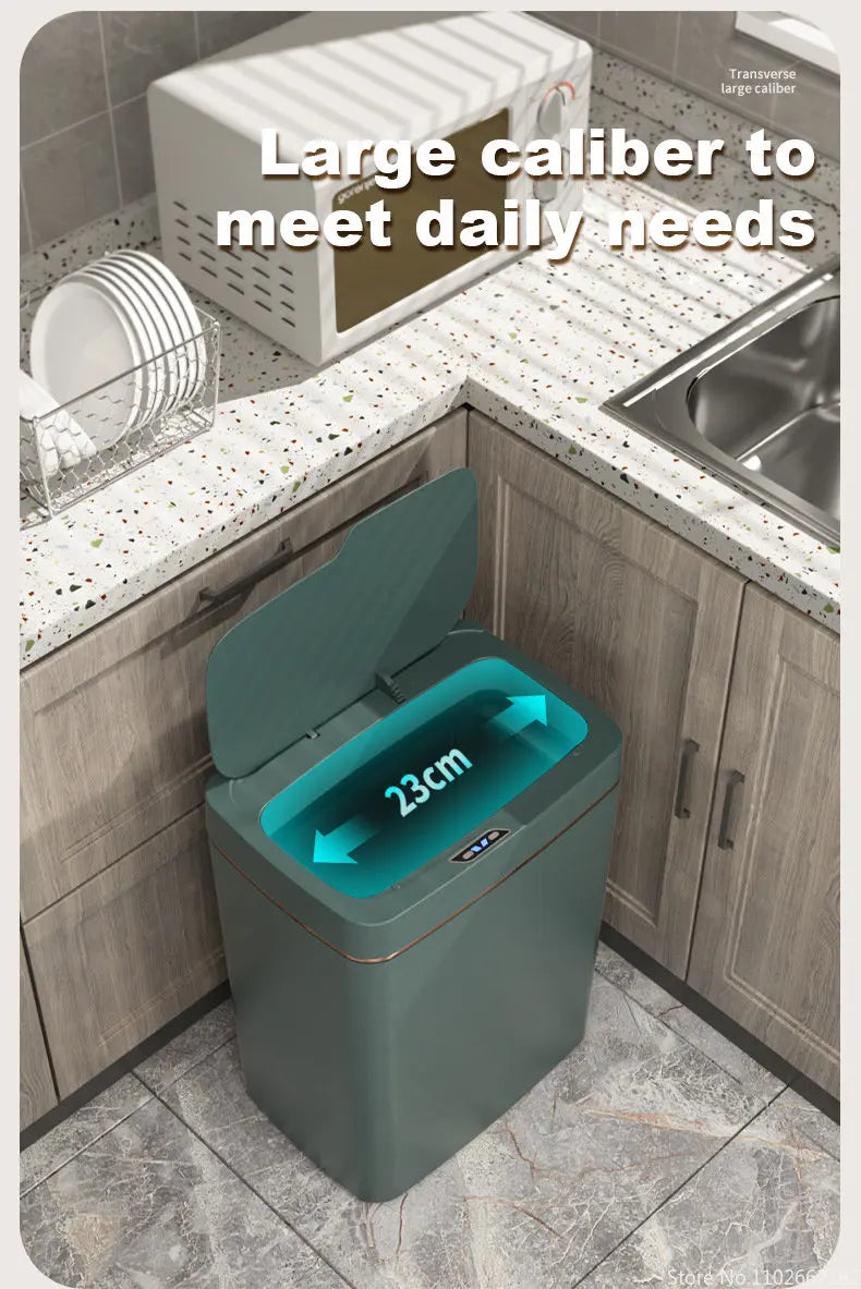 15L Smart Bathroom Trash Can Automatic Bagging Electronic Trash Can White Touchless Narrow Smart Sensor Garbage Bin Smart Home