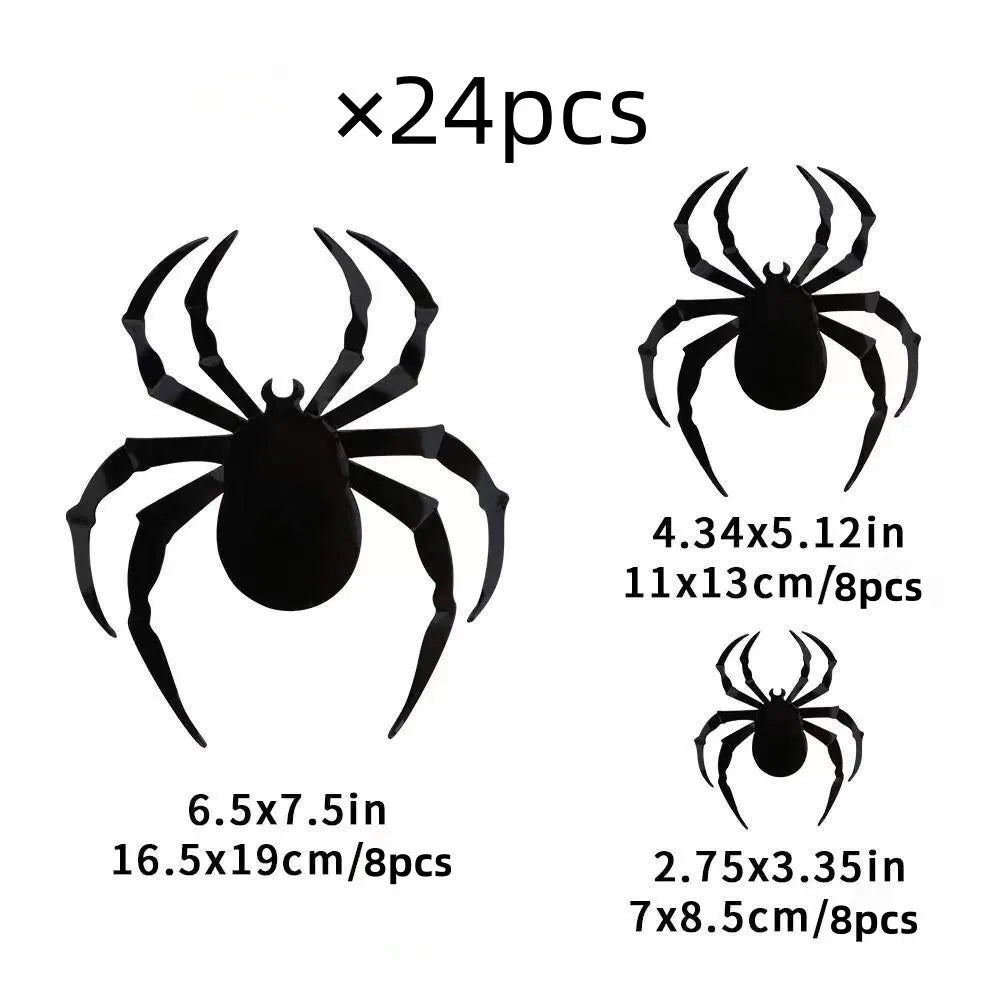Halloween 3D Black PVC Bat Spider Wall Sticker DIY Scary Party Decor Props for Bar Room Wall Window Party Halloween Scary Props