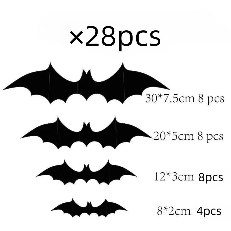 Halloween 3D Black PVC Bat Spider Wall Sticker DIY Scary Party Decor Props for Bar Room Wall Window Party Halloween Scary Props