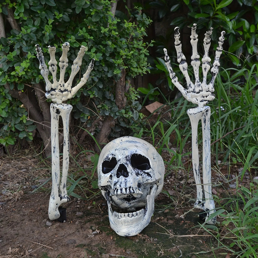 Three piece Halloween Floor Decoration Skeleton Simulation Prop Ghost Garden Skeleton Three piece Decoration Set.