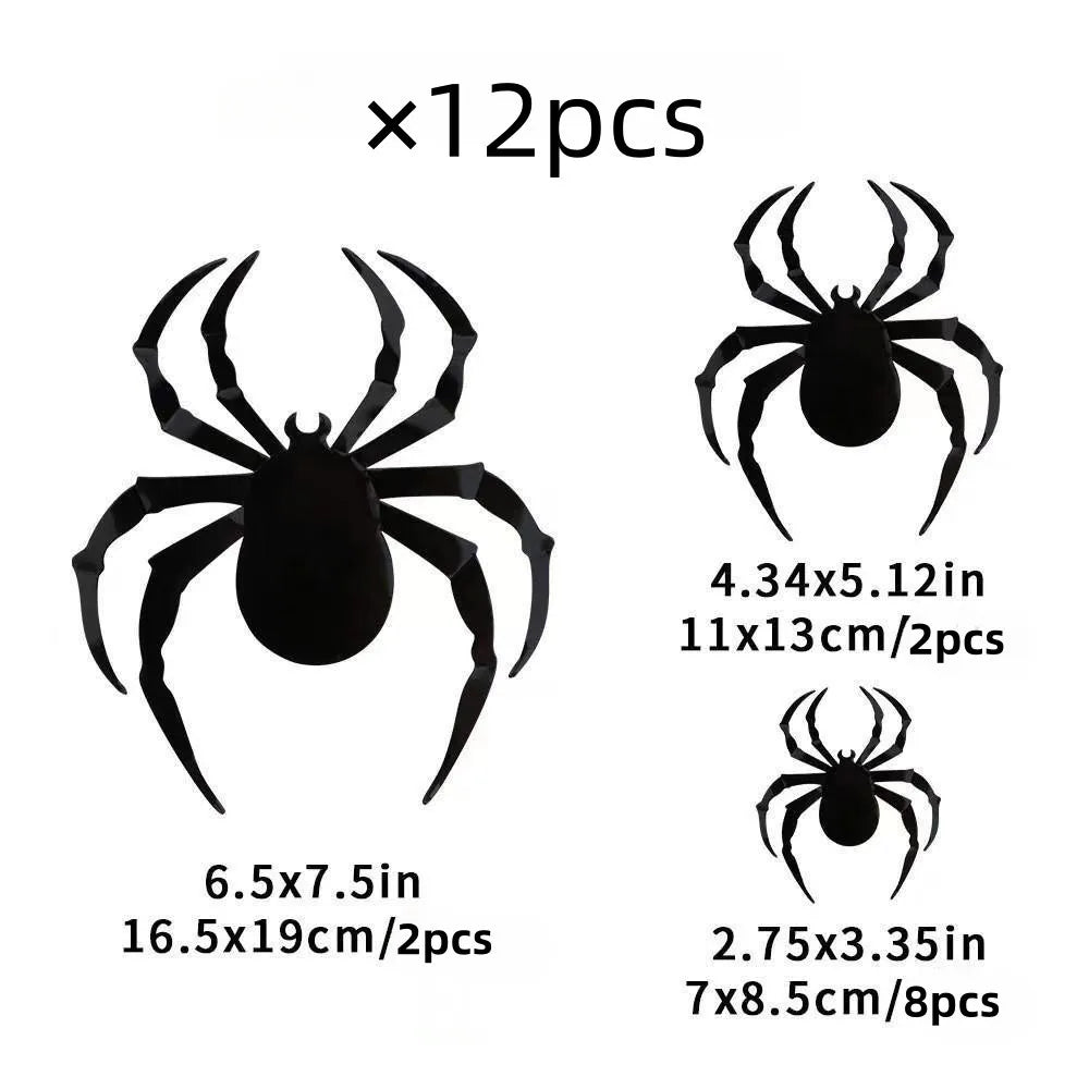 Halloween 3D Black PVC Bat Spider Wall Sticker DIY Scary Party Decor Props for Bar Room Wall Window Party Halloween Scary Props