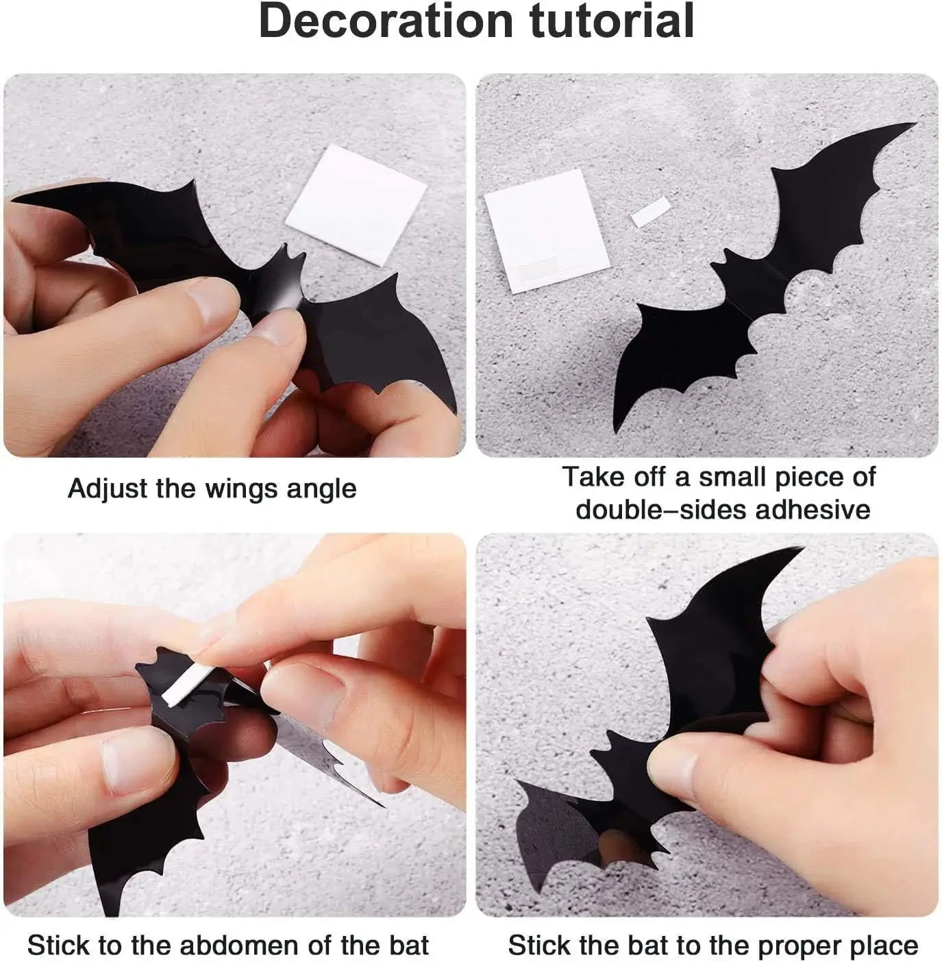 Halloween 3D Black PVC Bat Spider Wall Sticker DIY Scary Party Decor Props for Bar Room Wall Window Party Halloween Scary Props